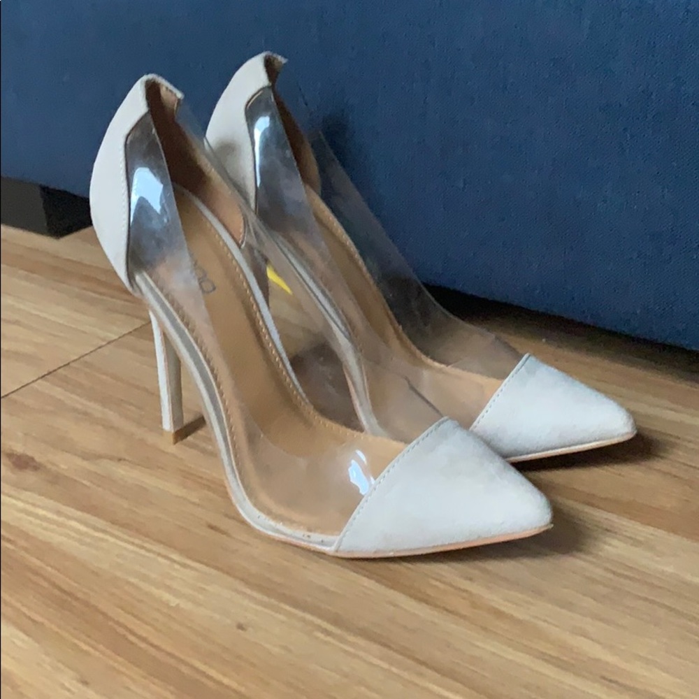 Boohoo Nude & Clear Pumps
